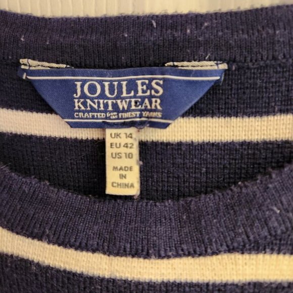 Joules Knitwear Stripped Blue White Pullover Long Sleeve Sweater Woman's 10 - Picture 4 of 5
